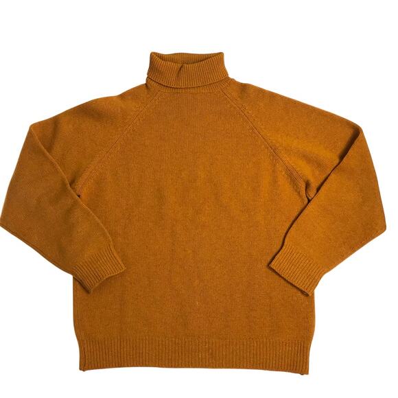 TAILTEANN Ireland Vintage Lambswool Turtleneck Sweater L Mustard Cozy 90's Retro - Picture 3 of 7